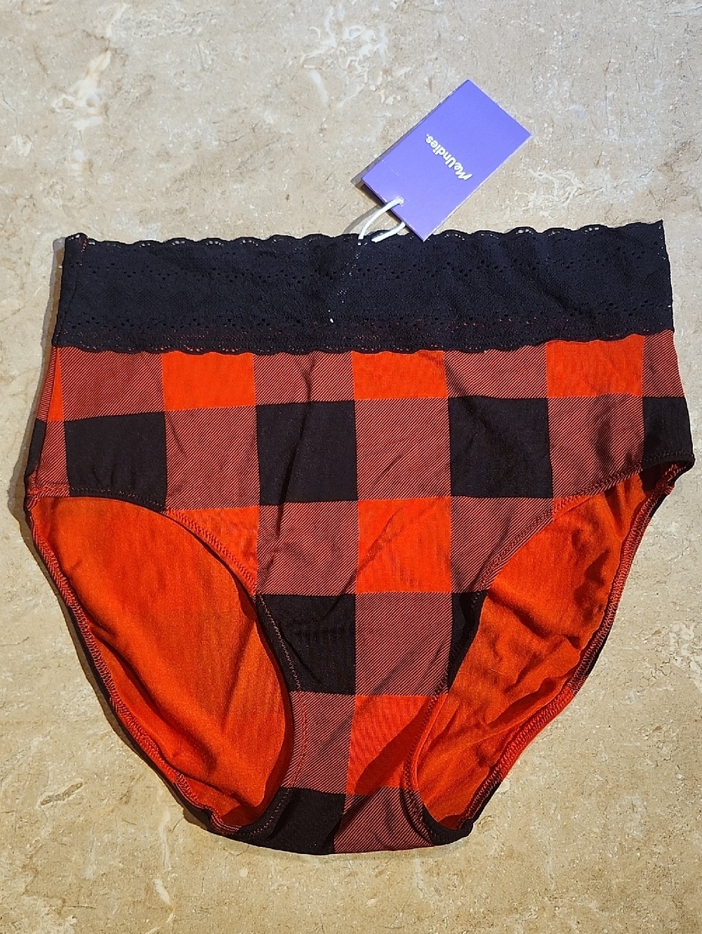 MeUndies Buffalo Plaid Feel Free High Waist Brief Panty M